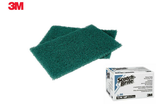 3M/COMMERCIAL TAPE DIV 86 Commercial Heavy-Duty Scouring Pad Green 6 x 9 12/Pack 