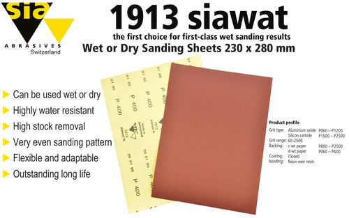 SIA 1913 Siawat Wet or Dry Abrasive Sheet 230 x 280mm