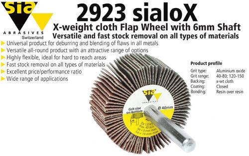 SIA Siamop 2923 sialoX 6mm Shaft Mounted Flap Wheel X-weight cloth