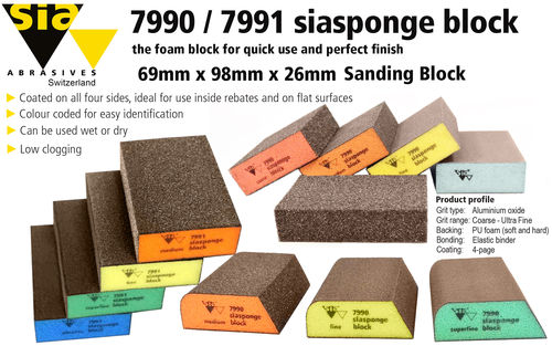 SIA 7990 / 7991 Siasponge Foam Block Abrasive 4 sides PROMO