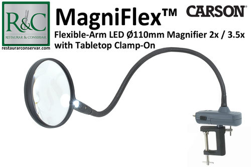 Carson MagniFlex Lupa de Bancada LED Flexível 2x / 3.5x com grampo de mesa