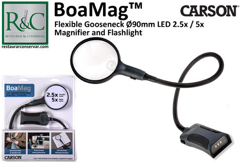 Carson BoaMag Lupa de Bancada LED Flexivel 2.5x / 5x 90mm com lanterna