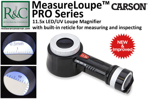 Carson MeasureLoupe PRO Series 11.5x LED/UV Loupe Magnifier with built-in reticle